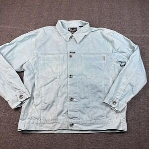 Karl Kani Jeans Denim Jacket Mens XL Blue Shacket Shirt Hip Hop Trucker Skate